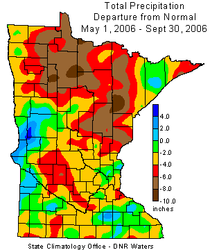 May 1 to September 30 2006 Precipitation Departure Map