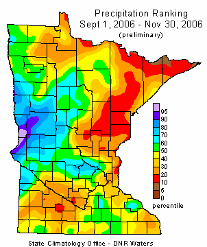 September 1 to November 30 2006 Precipitation Ranking Map