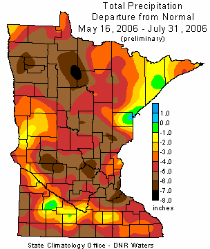 May 16 to July 313 2006 Precipitation Departure Map